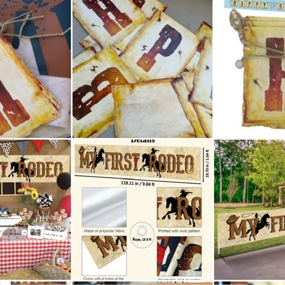 2 Western Rodeo Party Banners